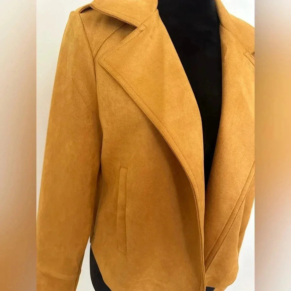 Philosophy Women’s Sz L Mustard Yellow Faux Leather Moto Style Jacket - NWT - Picture 2 of 7
